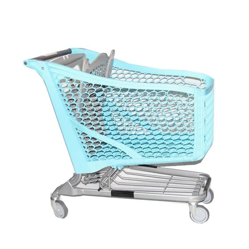 Supermarket Shopping Cart Plastic Folding Grocery Cart Trolley Supermarket Grocery Shopping Cart