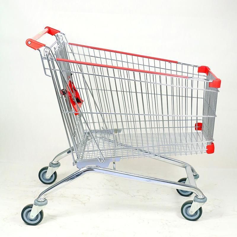 High Capacity Manufacturer Hot Sale Rolling Metal Shopping Trolley Cart for Supermarket