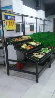 Steel Supermarket Vegetable and Fruit Display Rack with Baskets