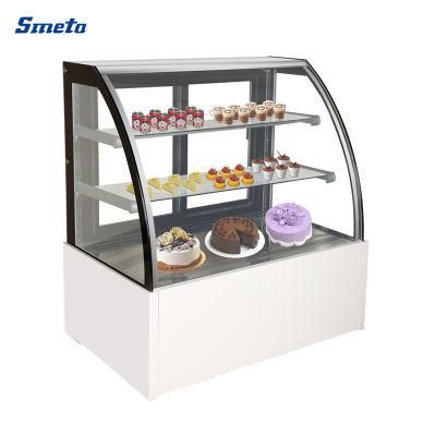 1.2m Width Curved Glass Cake Display Cabinet Supermarket Refrigeration Showcase