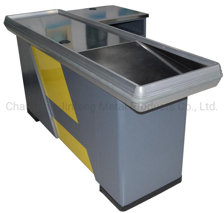 Supermarket Checkout Counter and Cash Desk Metal Cashier Table