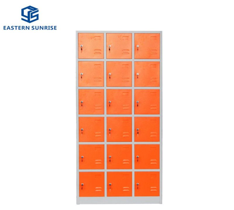 Colorful Lockable Metal Storage Cabinet Steel Locker 18 Doors