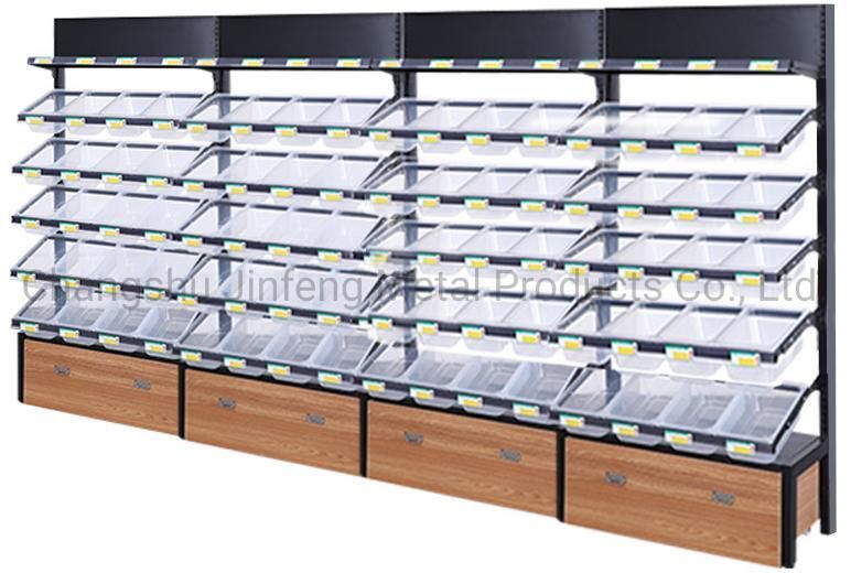 Supermarket Wooden Shelves for Bulk Food Display Stand Jf-Bfr-031