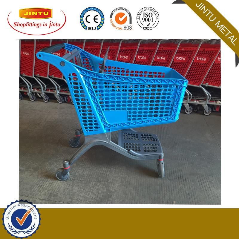 Supermarket Hypermarket American Plastic Basket Hand Push Trolley Shopping Cart