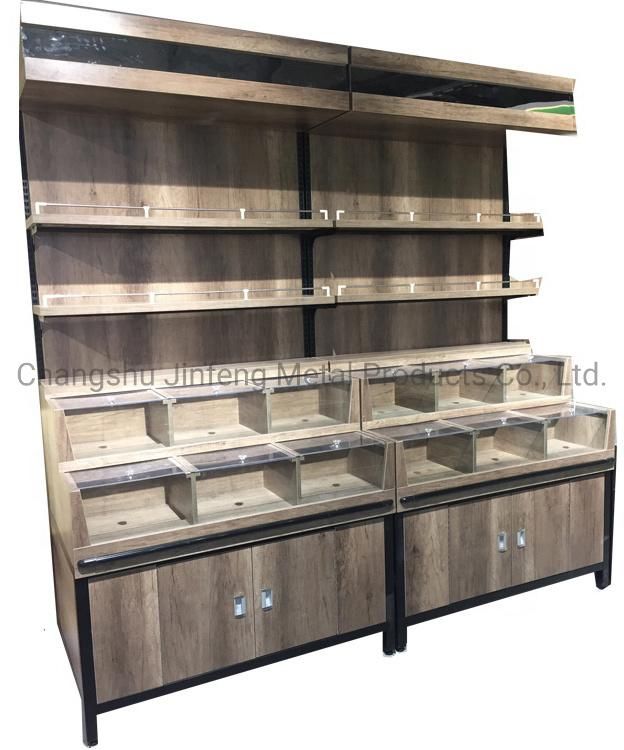 Wood Grain Small Supermarket Shelf Store Supermarket Display Stand