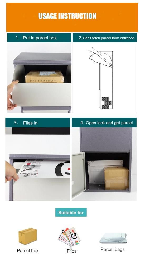Fas-158 Metal Large Parcel Letterbox Smart Parcel Delivery Box Porch Mailbox for Home
