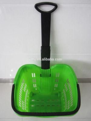 2 Wheels Rolling Plastic Supermarket Shopping Basket