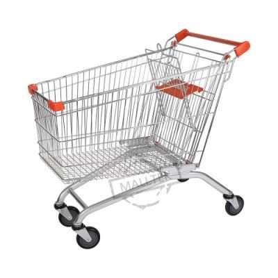 Hypermarket Shopping Hand Push Metal Supermarket Trolley