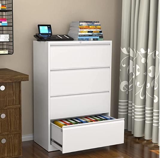 Modern 4-Drawer Steel Lateral Filing Cabinet