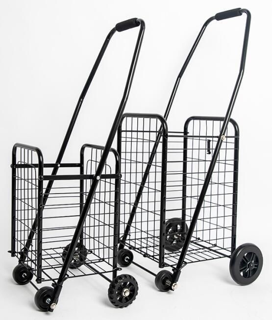 China Strong & Durable Metal 4 Wheel Folding Utility Cart Personal Shopping Trolleys