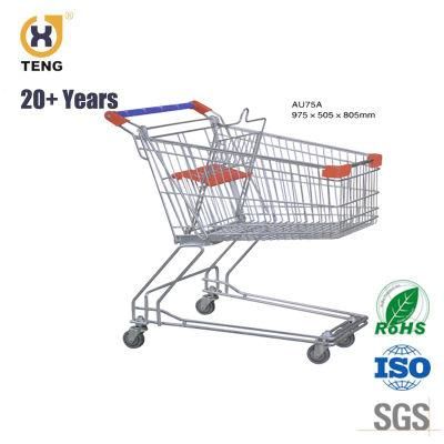 Au75A Australia Style Zinc Plated and Powder Coated Supermarket Shopping Trolley