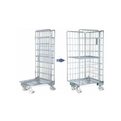 Grocery Store Steel Trolley Supermarket Shopping Carts Folding Roll Container