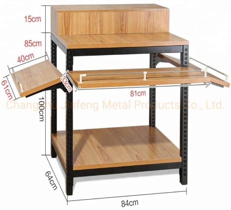 Supermarket Convenience Store Display Rack for Exhibition Steel-Wood Promotion Table