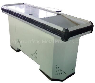 Supermarket Metal Furniture Cash Counter Customized Cashier Desk