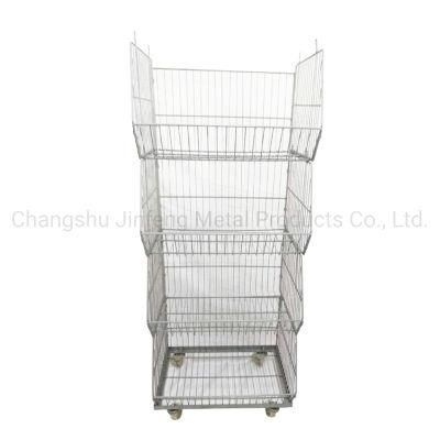 Supermarket Detachable Metal Removable Display Cage with Wheels