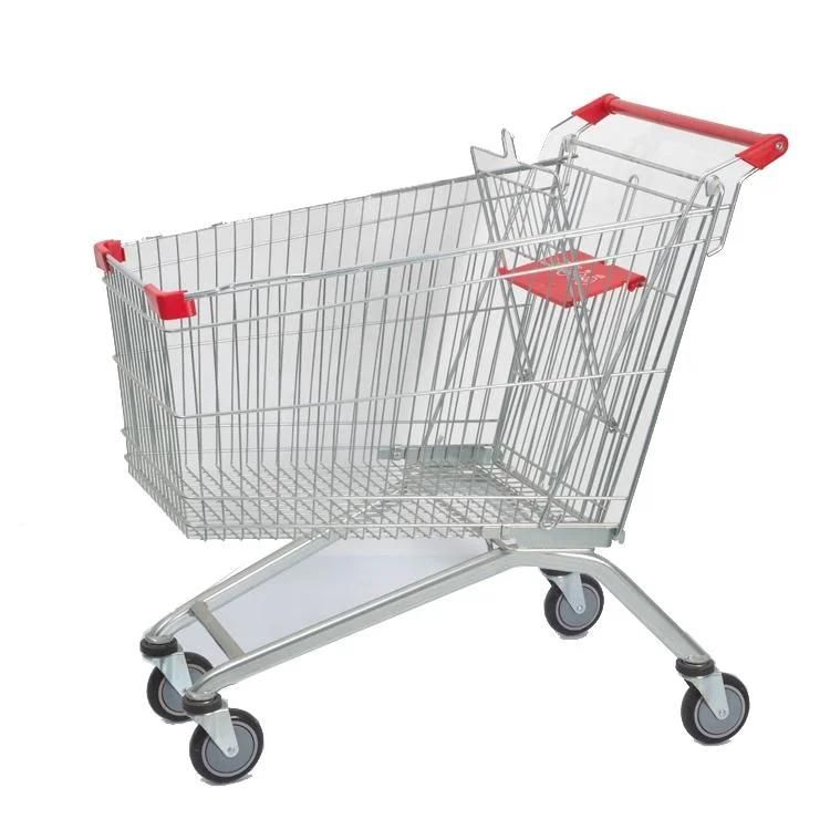Supermarket Metal European Style Shopping Trolley Cart 60-240L