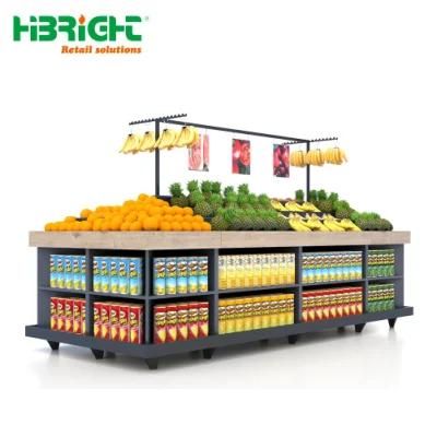 Wooden Supermarket Display Vegetable Rack for Retail Store