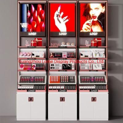 Makeup Display Shelf Cosmetics Store Display Rack Counter Cosmetic Wooden Display Cabinet