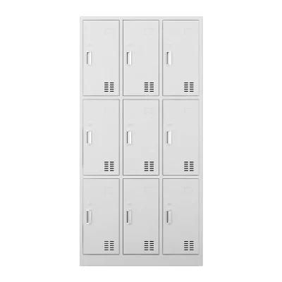 Vertical Office School Storage 9 Door Metal Cloth Wardrobe