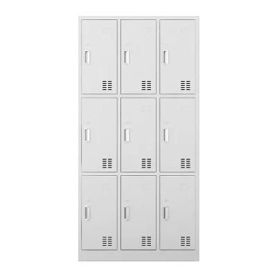 Vertical Office School Storage 9 Door Metal Cloth Wardrobe