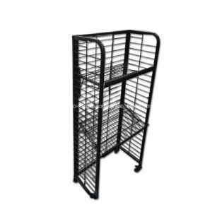 PY036-China Manufactured Customized Modern Design Black Powder Coating Metal Mesh Basket Supermarket Shelf Retail Display Rack