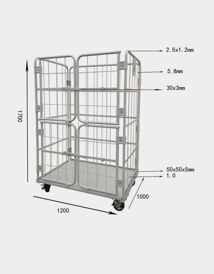 Steel Folding Warehouse Roll Container with 4 Doors