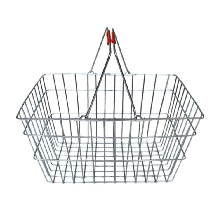 Cheap Price Supermarket Shopping Basket with Double Handles Metal Basket