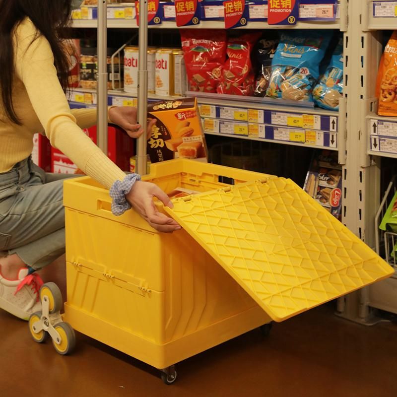 Xingjie Factory Plastic Folding Storage Box Cart Foldable Trolley Cart for Senior Shopping