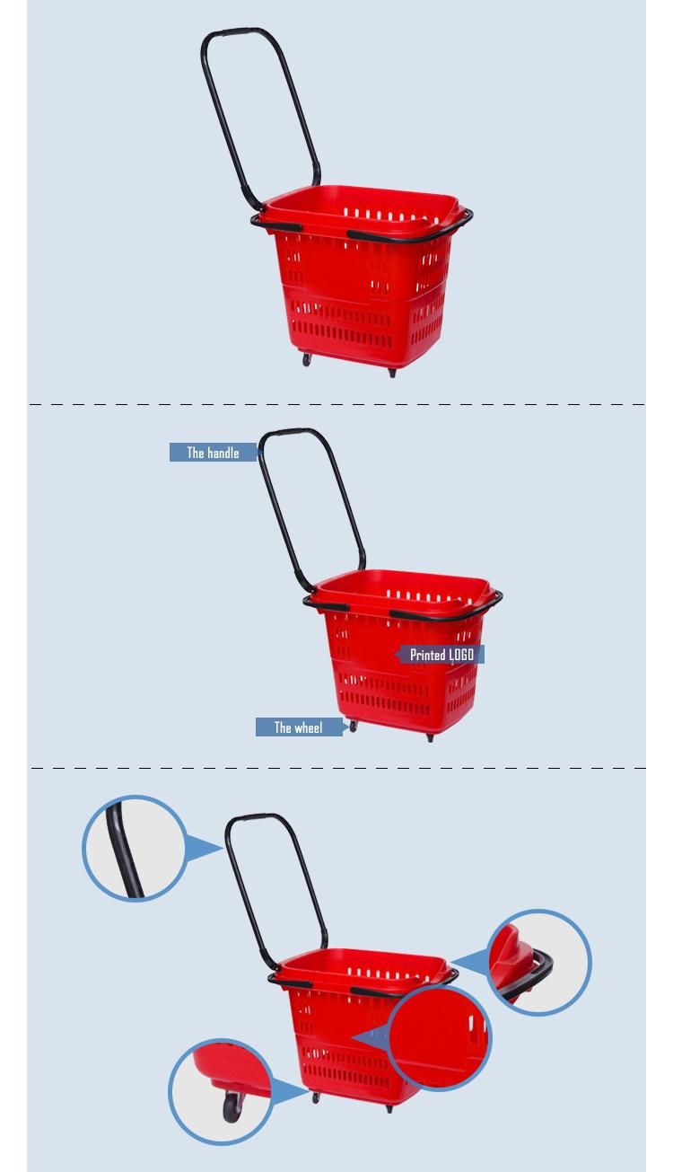 Luxury Large Four Wheels Rod Hand Basket