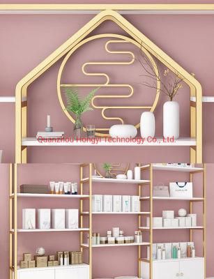 Shopping Mall Wood and Acrylic Wall Unit Cabinet Store Furniture Makeup Mac Cosmetic Cabinet Display Stand