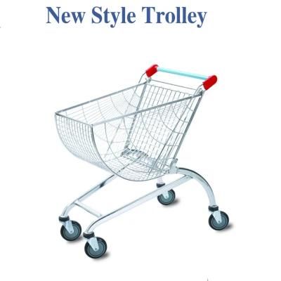 Chrome Steel Supermarket Wire Shopping Trolleys Cart