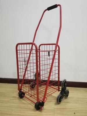 Supermarket Steel Folding Trolley Wheeled Shopping Hand Cart