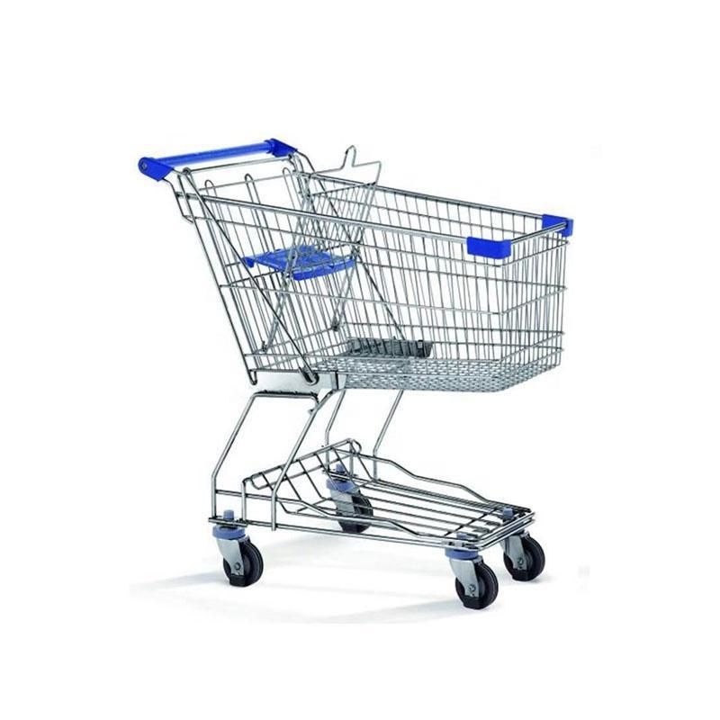 Supermarket Metal Shopping Trolley Store Shopping Cart with Four Wheels