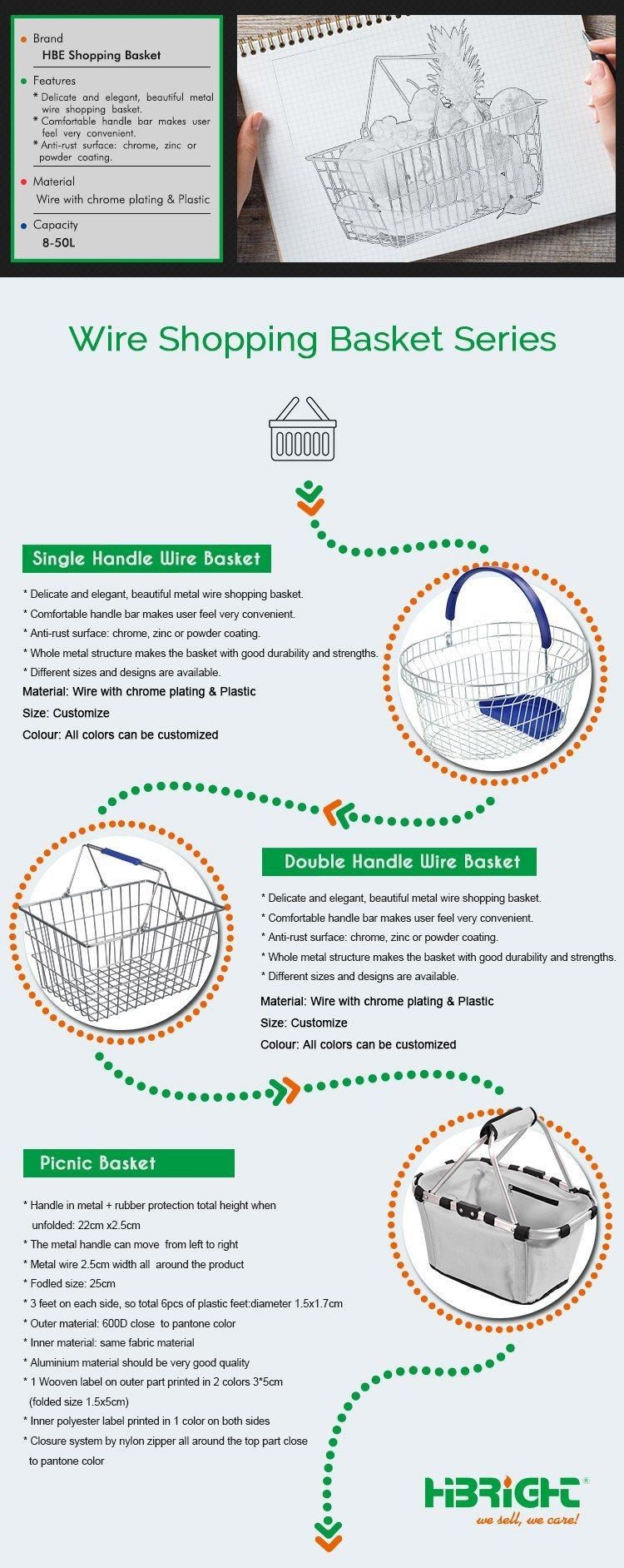 Supermarket Black Metal Shopping Baskets for Shops