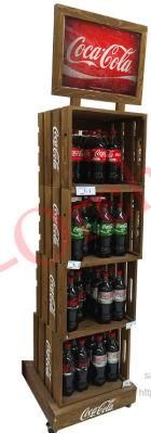 Wholesale Grocery Store Wood Display Rack Soft Drink Wine Coke Display Stand Retail Store