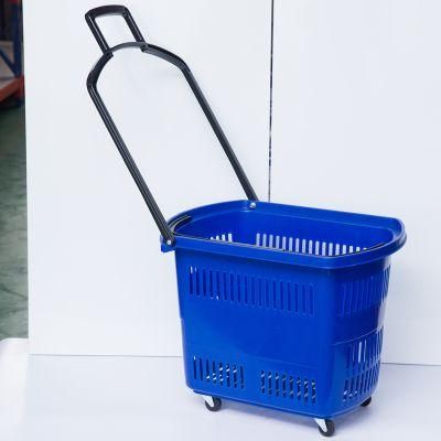 Bright Yellow Color Plastic Shopping Trolley Basket