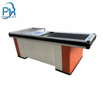 Customized Supermarket Grocery Checkout Counter with Conveyor Belt