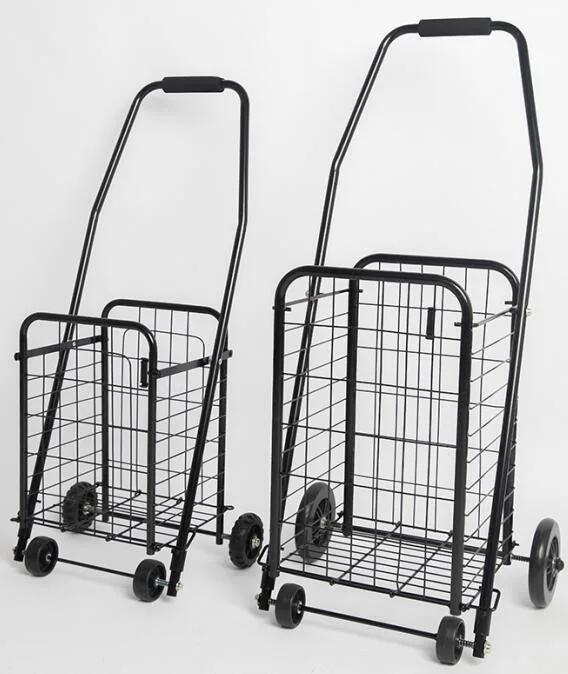 China Small Size Metal Folding Shopping Portable Pull Cart Trolley with Wheels