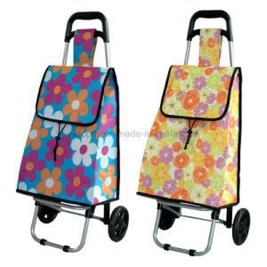Foldable 2 Wheel Large Volume 600d Polyester Steel Shopping Trolley