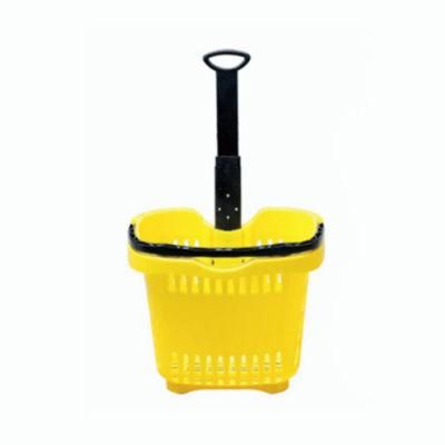 High Quality Heavy Duty Plastic Basket with Two Handles for Supermarket