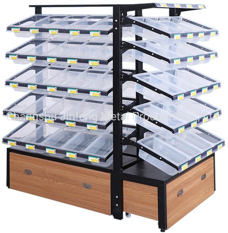 Supermarket Wooden Shelves for Bulk Food Wooden Display Rack