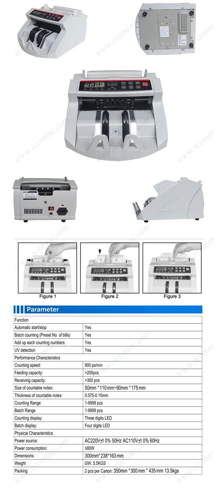 UV and Mg Banknote Cash Currency Bill Counter Machine