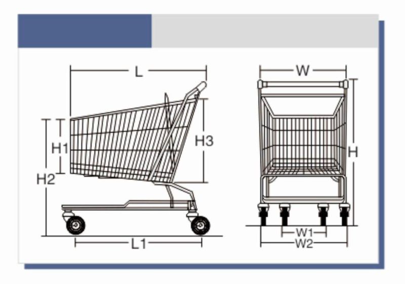 New Design Low Price 100L American Style Supermarket Trolley