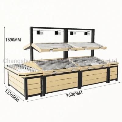 Supermarket Shelves Wood-Steel Racking for Vegetable and Fruit