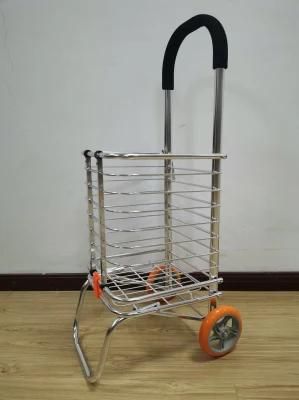 China Cheap Aluminum Food Folding Shopping Cart with Two Swivel Wheels