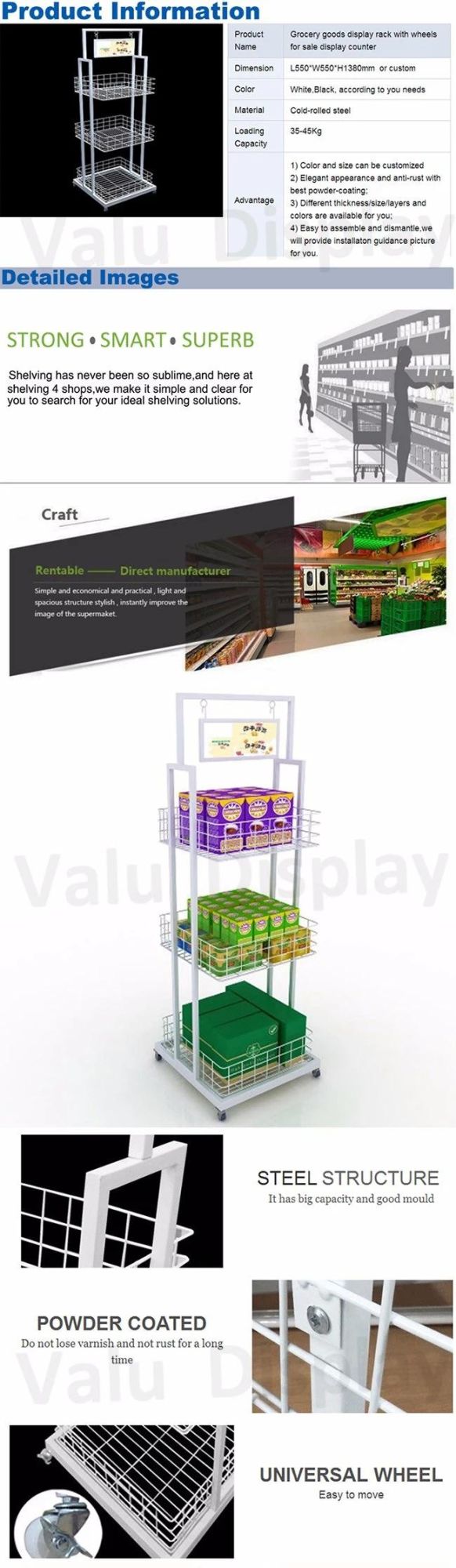 Metal Wire Display Rack for Retail Supermarket and Shop Store