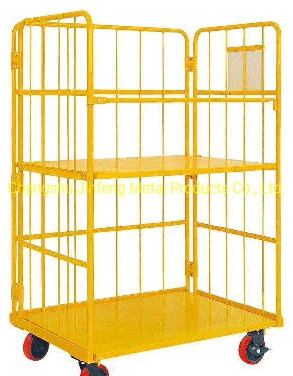 Supermarket Metal Displat Shelf Warehouse Foldable Logistics Storage Rolling Cage Trolley