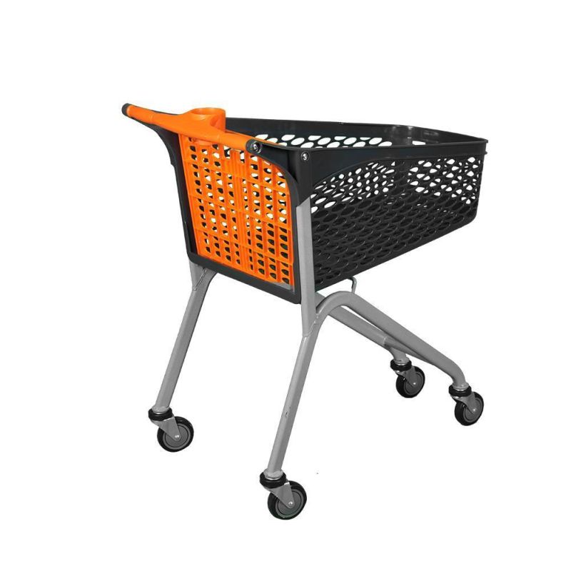 New Design Pure Plastic Hand Push Shopping Trolley for Supermarket Shop
