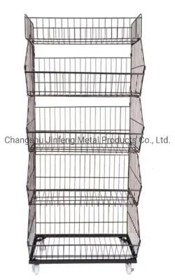 Supermarket Metal Wire Stacking Basket with Dividers