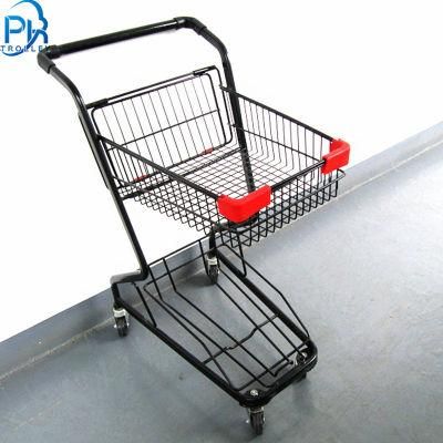 Black Metal Small Basket Shopping Trolley for Stores